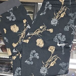 Nike Black and Tan Floral Joggers